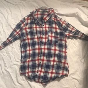 plaid button down